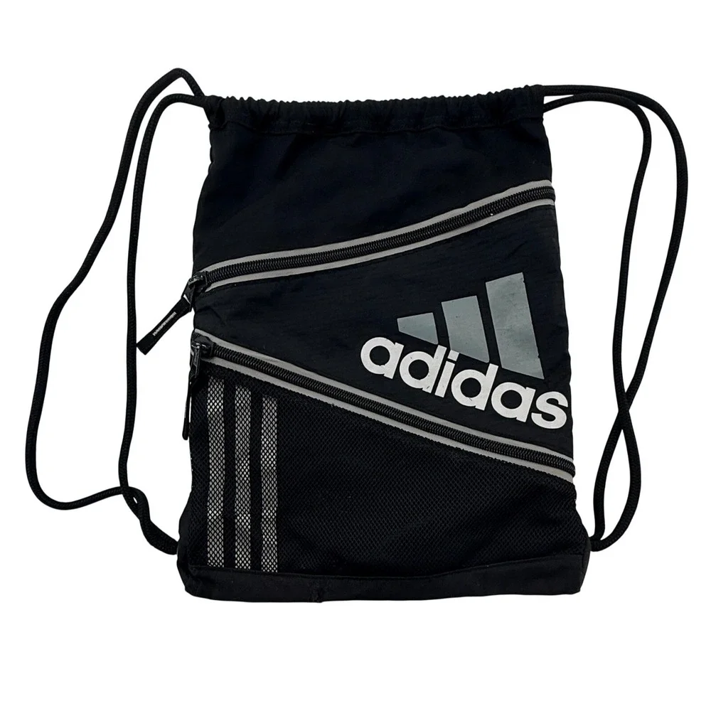 Adidas Drawstring‎ Backpack Black Gym Sack Bag Cinch Sack Athletic